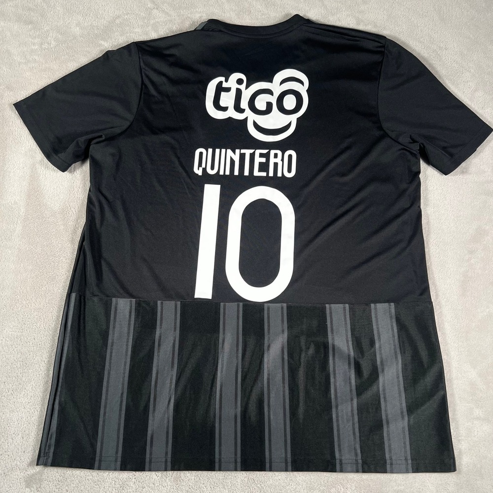 Adidas Junior de Barranquilla Quintero #10 Soccer Jersey Black Gray Men's 2XL